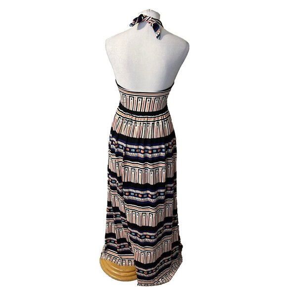 DVF Diane Von Furstenberg Maxi Dress 10 Long Silk Halter Pockets NEW - Picture 3 of 13